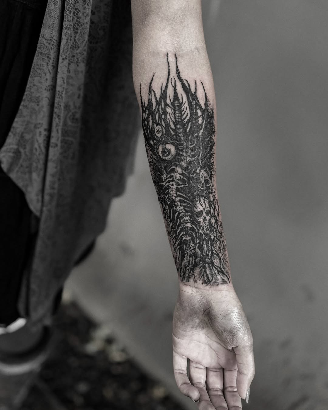 Tattoo by @inkofahma — blackwork, dark_realism