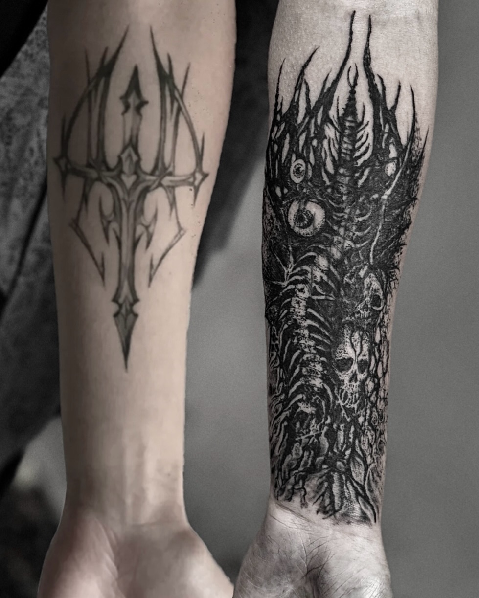 Tattoo by @inkofahma — blackwork, dark_realism