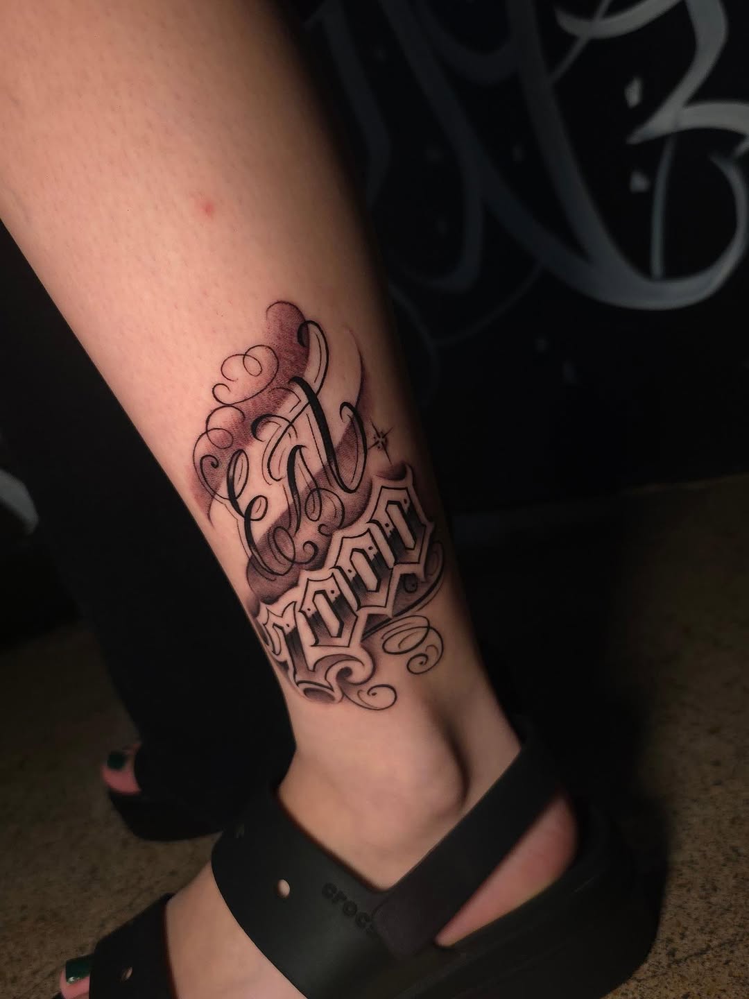 Tattoo by @tattoo_seez — lettering_script, blackwork