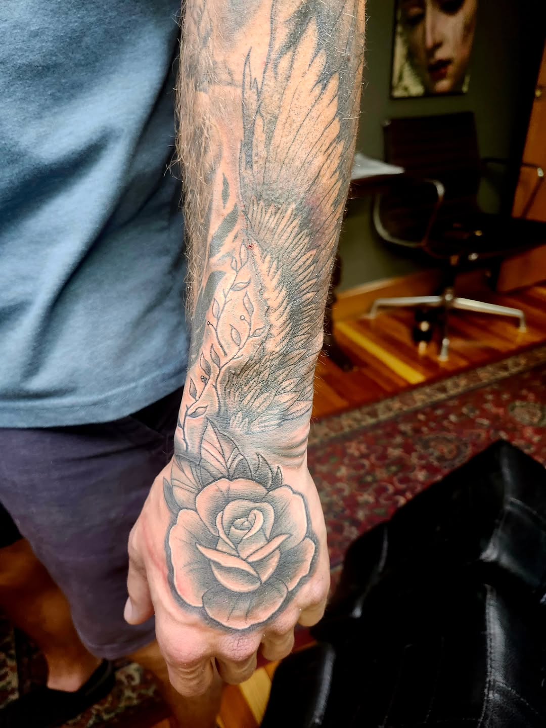 Tattoo by @rockinr33d.tattoos — black_and_grey, realism