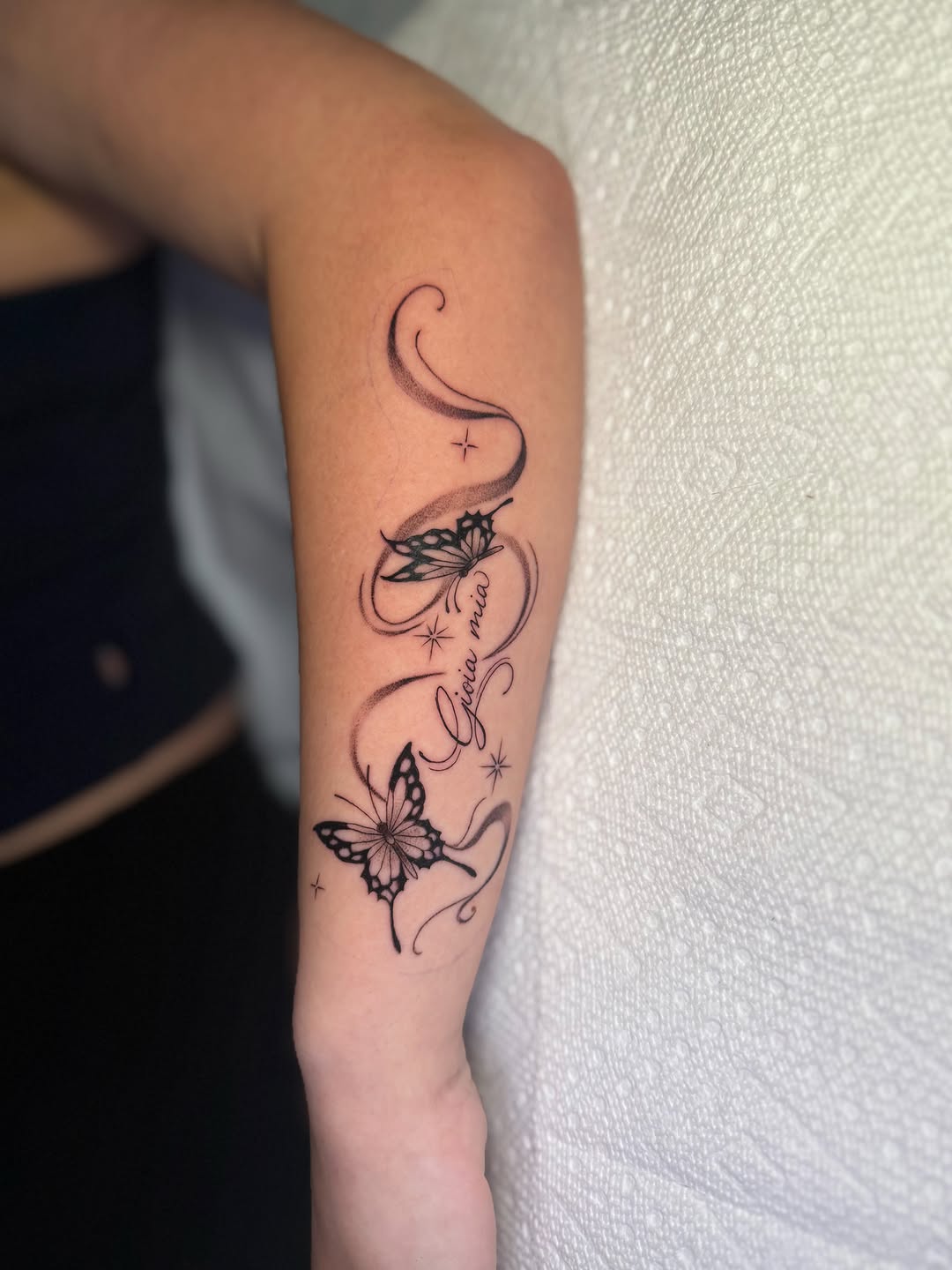 Tattoo by @gnat_art โ fine_line, lettering_script