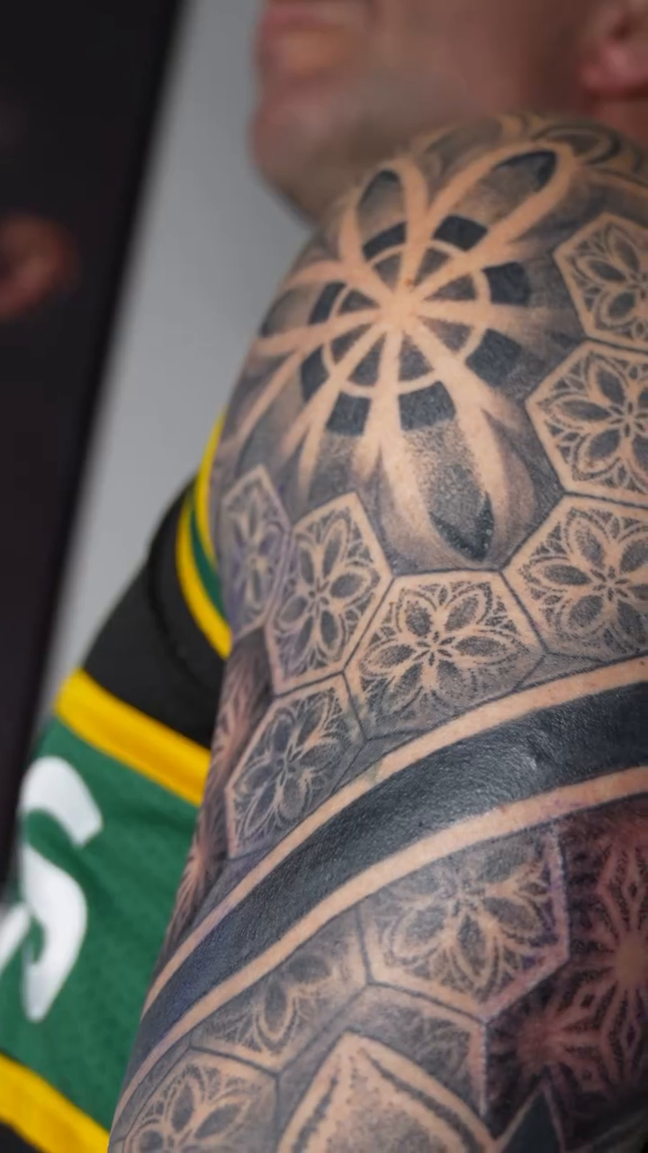 Tattoo by @romanostattoo — geometric, black_and_grey
