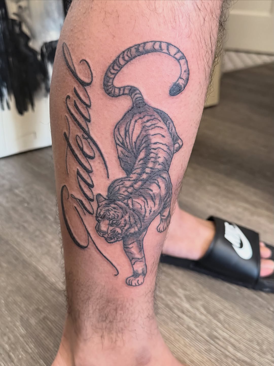 Tattoo by @shinetatts — black_and_grey, lettering_script