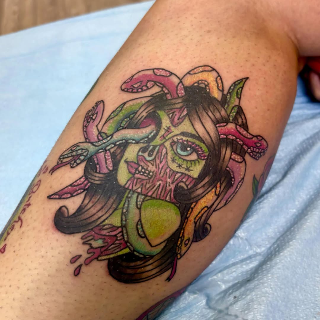 Tattoo by @taylormadeartt — illustrative, new_school