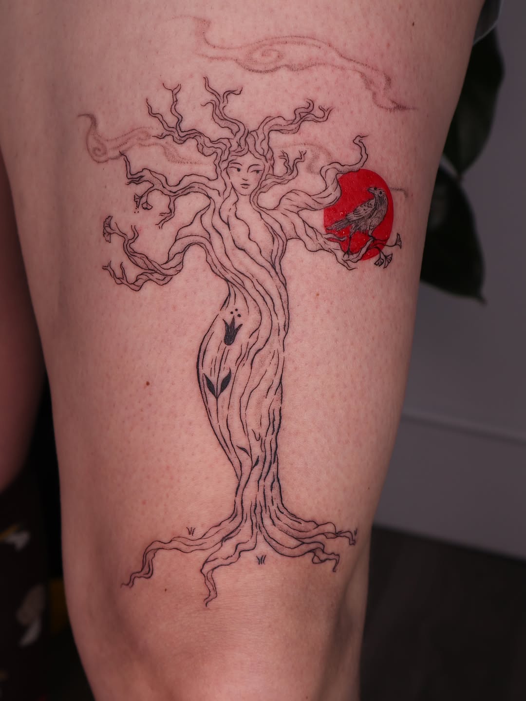 Tattoo by @hbarbarella.art — illustrative, black_and_grey