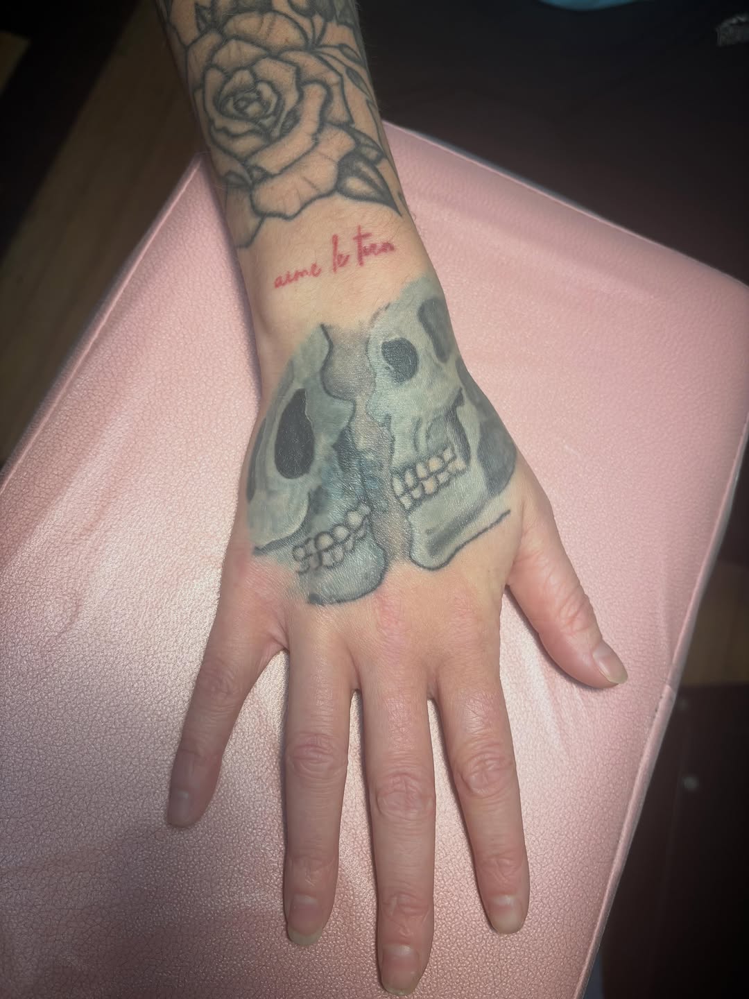 Tattoo by @aubri_aunna_ink — black_and_grey, lettering_script