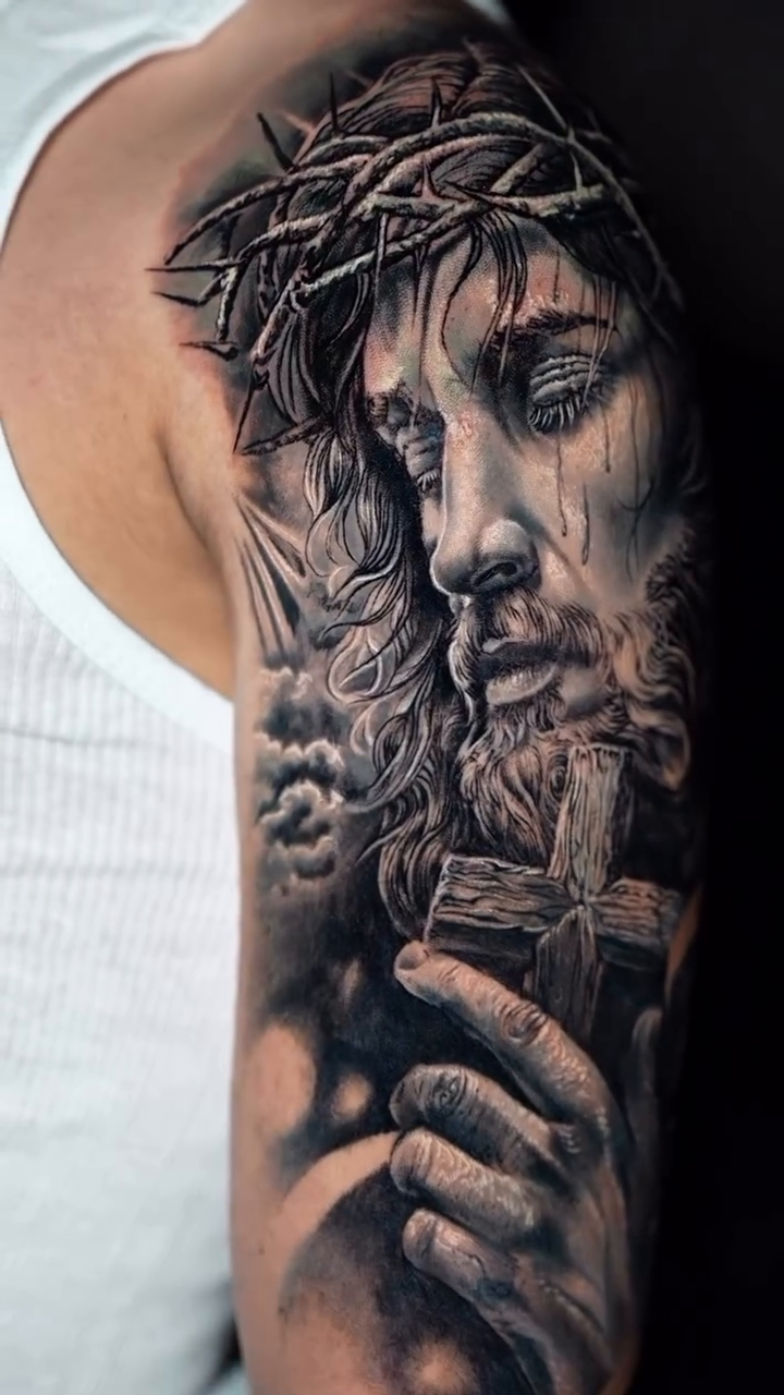 Tattoo by @j2k_tattoo_ — realism, black_and_grey