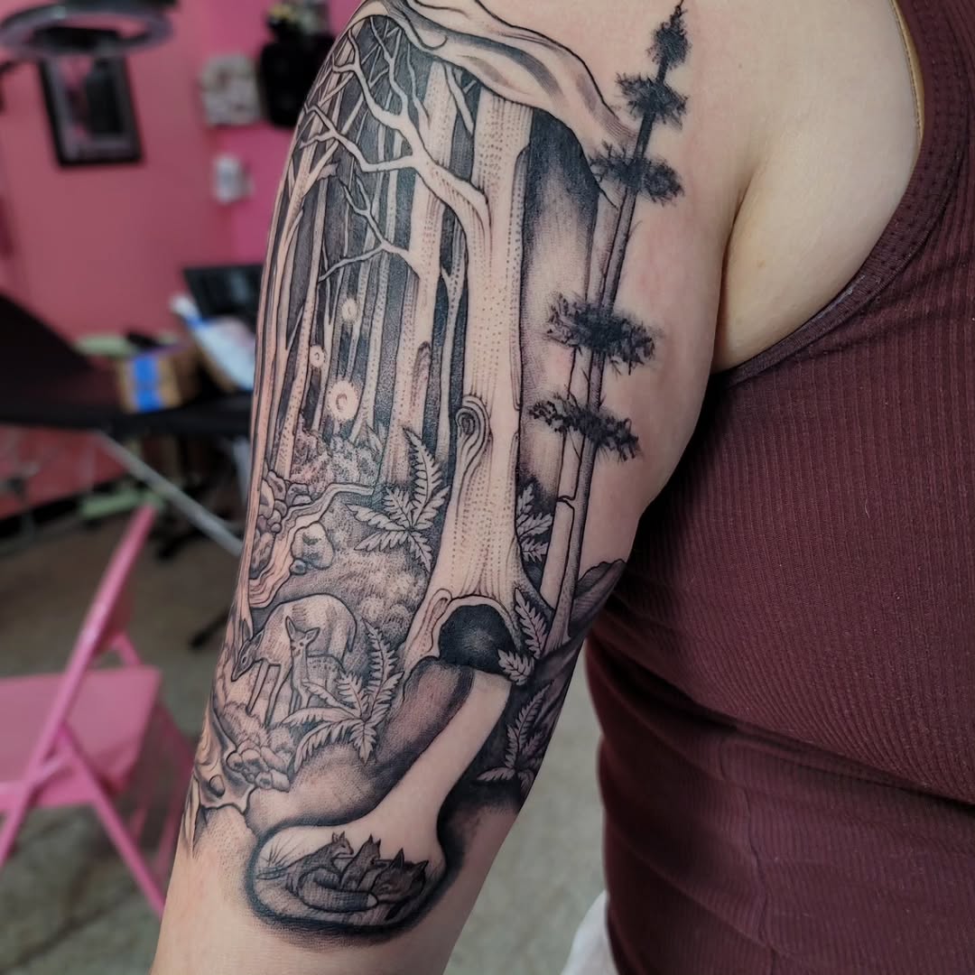 Tattoo by @xxvalhalla_tattoosxx — illustrative, black_and_grey