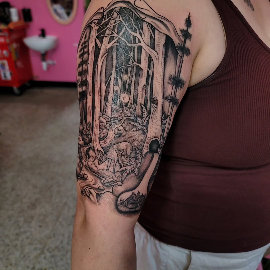 Tattoo by @xxvalhalla_tattoosxx — illustrative, black_and_grey