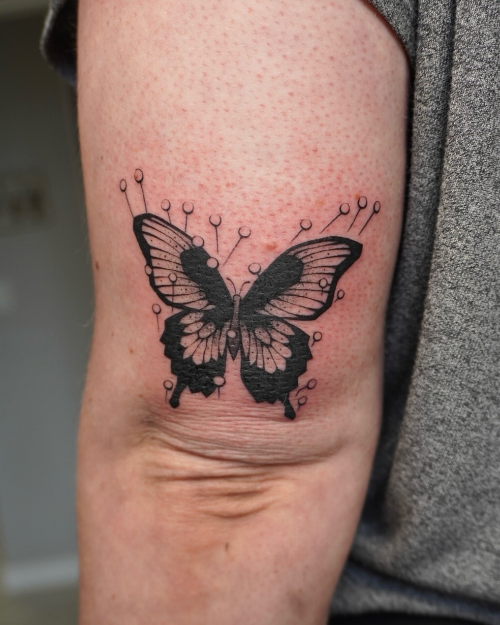 Tattoo by @scaredy.cat.tatts — blackwork, dotwork