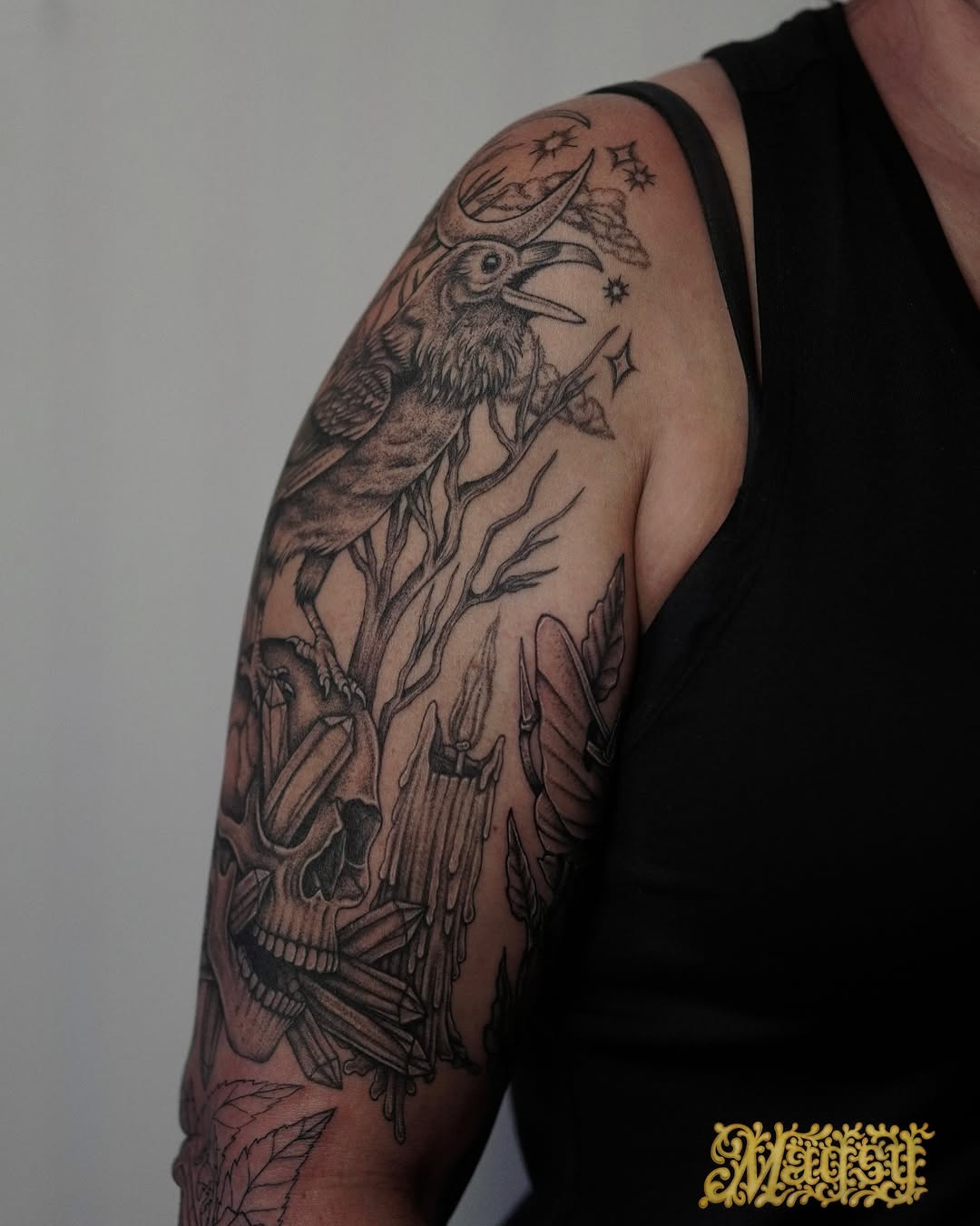Tattoo by @artofmagsy — black_and_grey, dark_realism