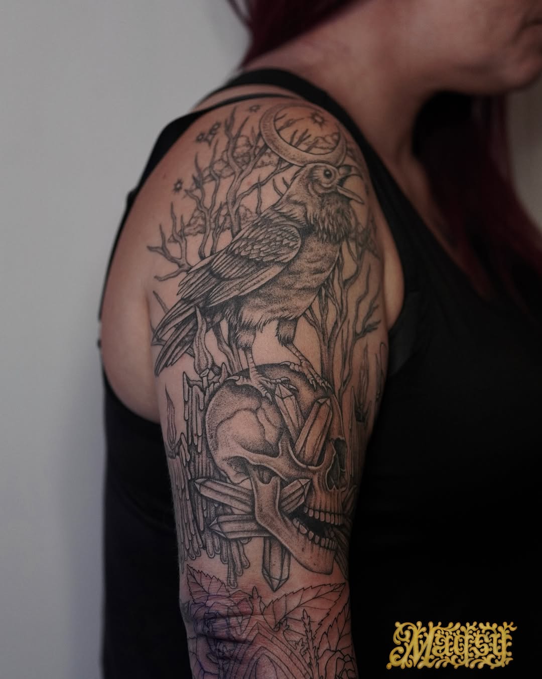Tattoo by @artofmagsy — dark_realism, black_and_grey