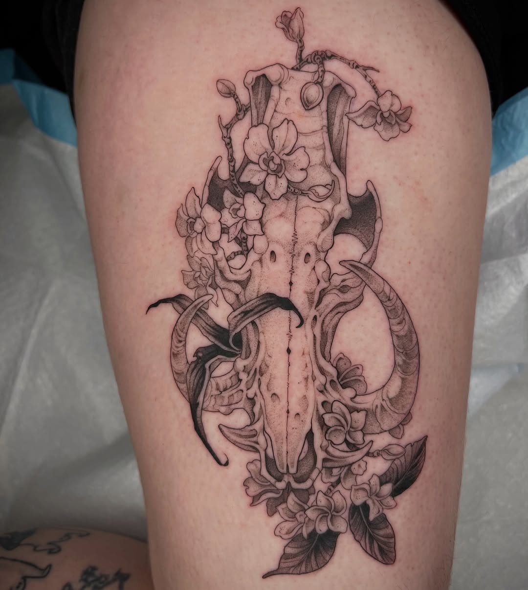 Tattoo by @revoltingworship — black_and_grey, realism