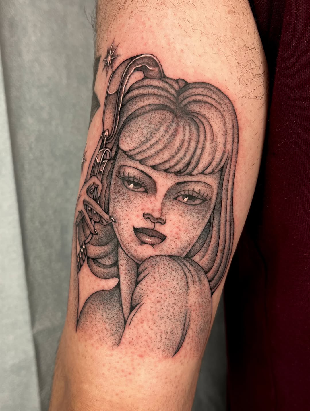 Tattoo by @derosario__ — black_and_grey, chicano