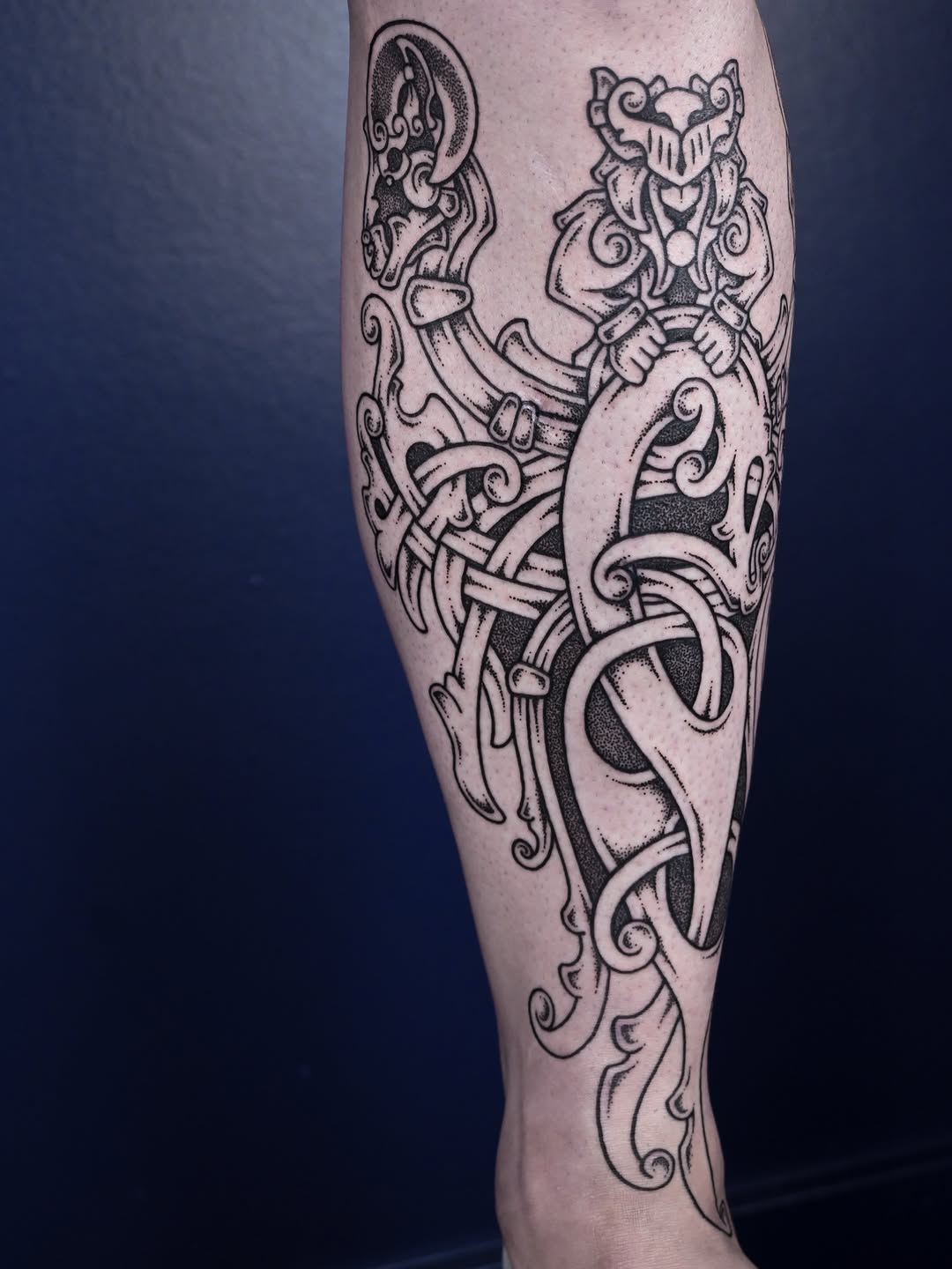 Tattoo by @kintyreink — dotwork, blackwork