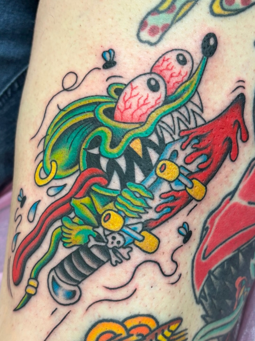Tattoo by @carsonsmithtats — new_school, trash_polka