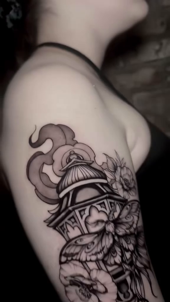 Tattoo by @hellbunnytattoos — black_and_grey, dark_realism