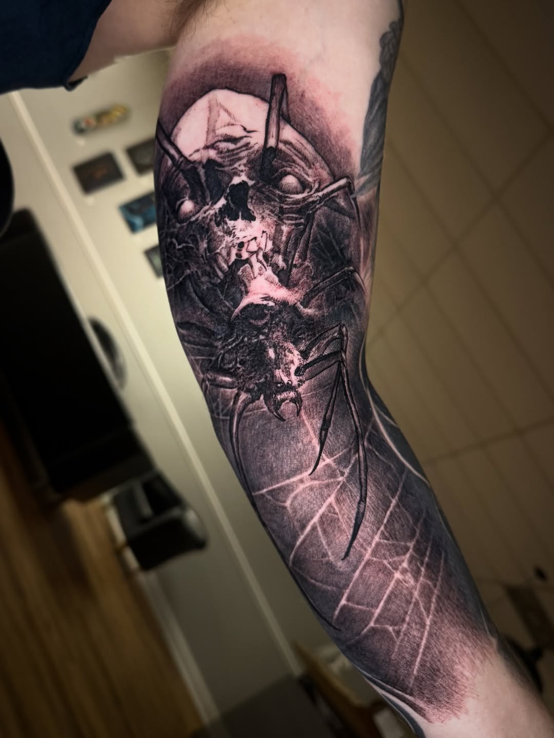 Tattoo by @bigbadwolftattoos — black_and_grey, dark_realism