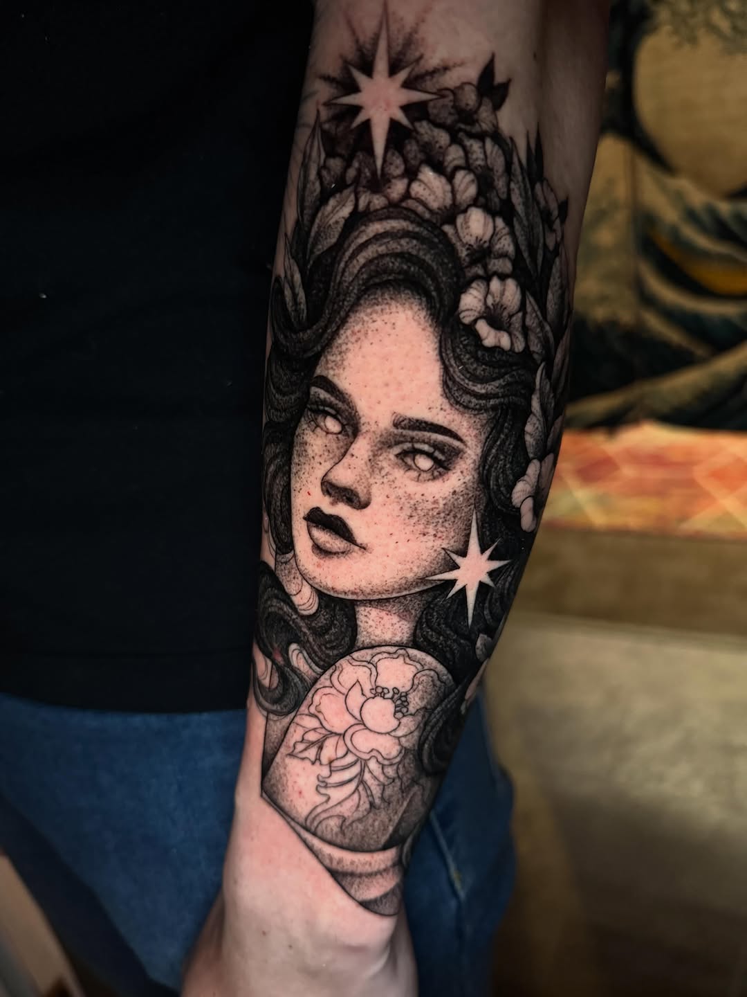 Tattoo by @silkytattoos — dotwork, black_and_grey