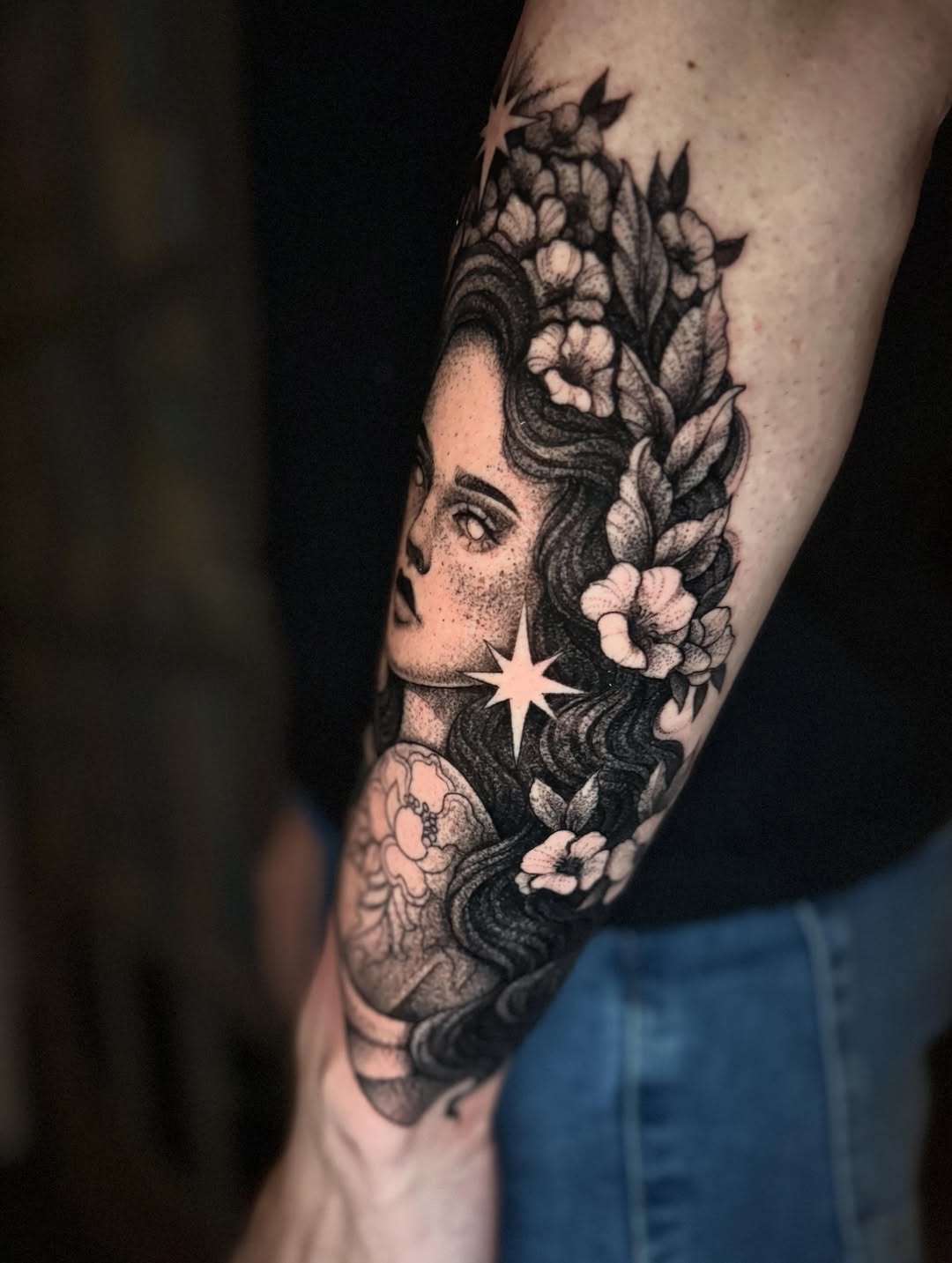 Tattoo by @silkytattoos — black_and_grey, dotwork