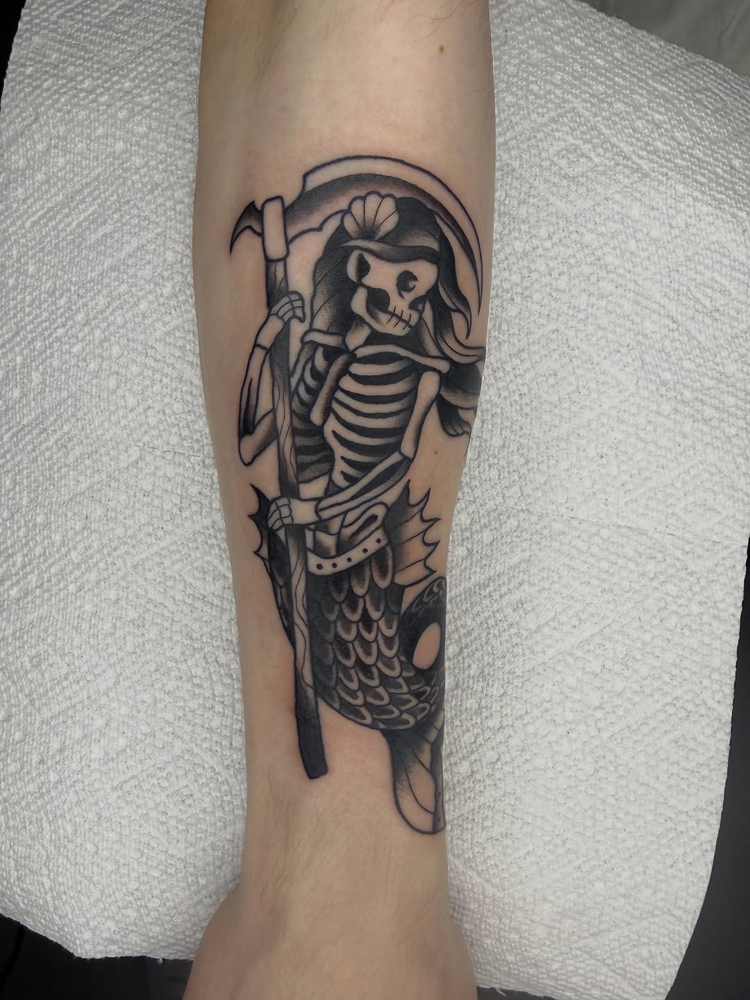 Tattoo by @chrisskon — american_traditional, illustrative