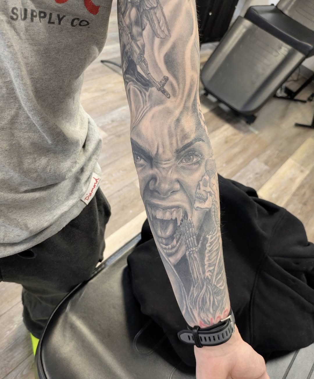 Tattoo by @buddytattoo24 — black_and_grey, realism