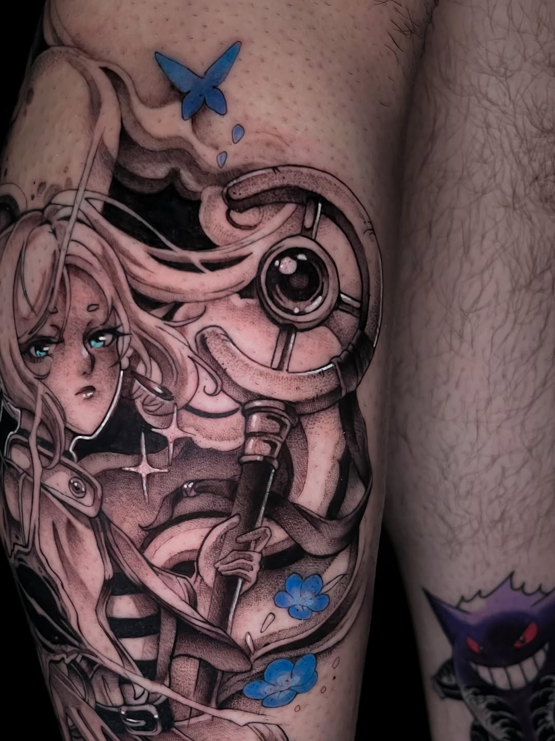 Tattoo by @celynity — anime, dotwork