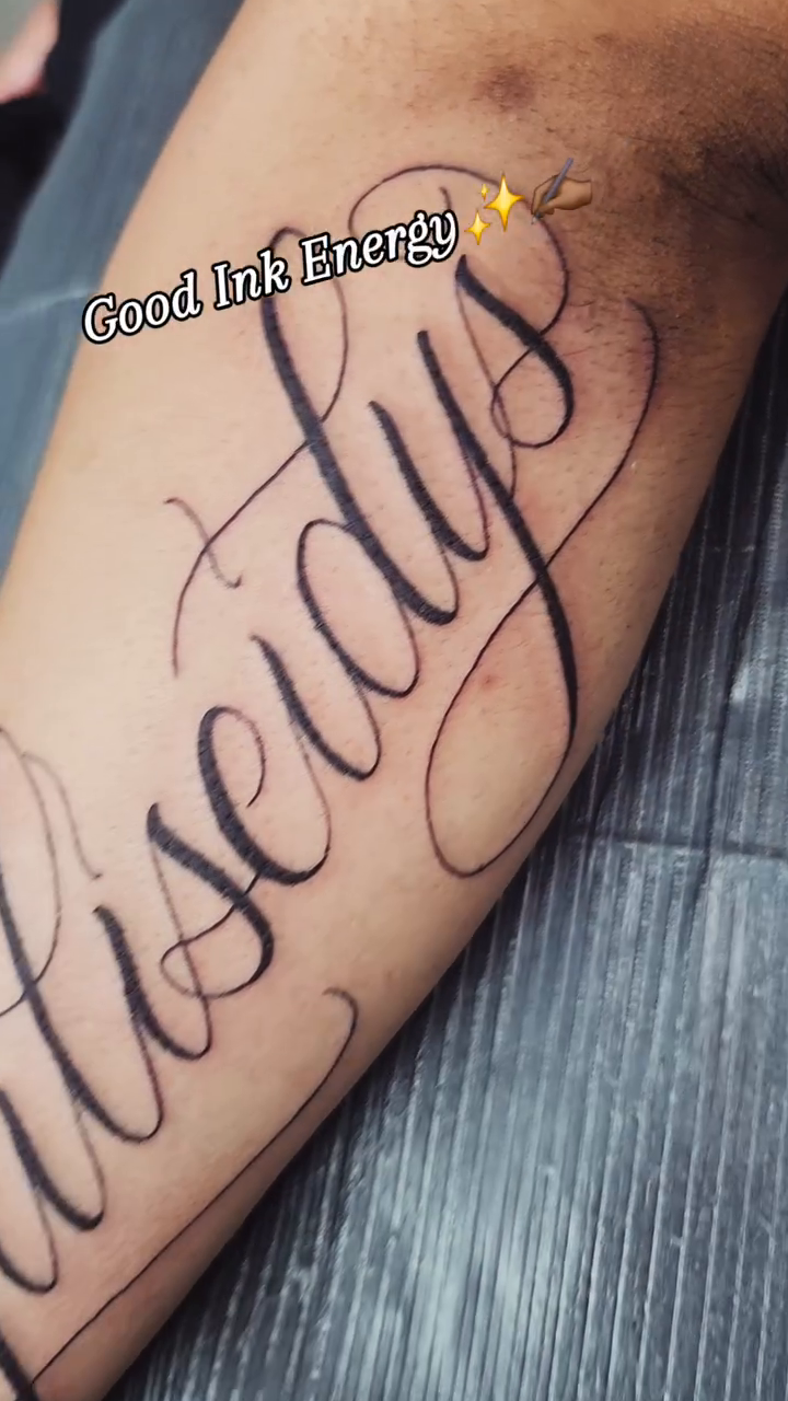 Tattoo by @consumer.inkslinger.artist — lettering_script, fine_line