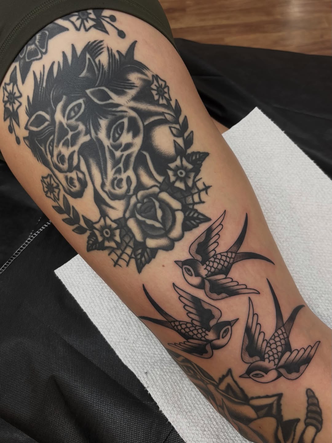 Tattoo by @cleepstattoo — american_traditional, black_and_grey