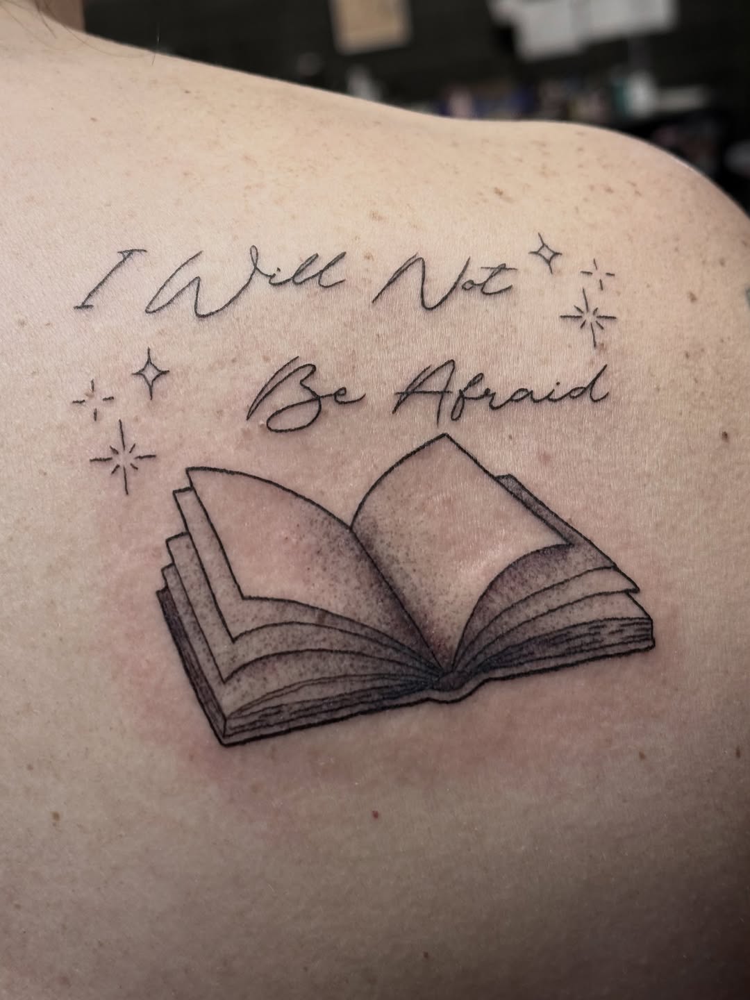 Tattoo by @hardcore.crybaby โ lettering_script, dotwork