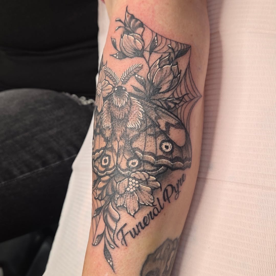 Tattoo by @you_aint_seen_muffins_yet β black_and_grey, lettering_script