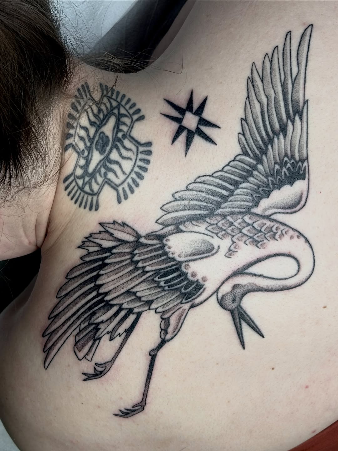 Tattoo by @madisonmakestattoos — illustrative, dotwork