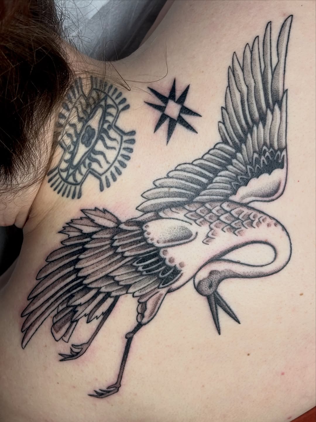 Tattoo by @madisonmakestattoos — illustrative, dotwork