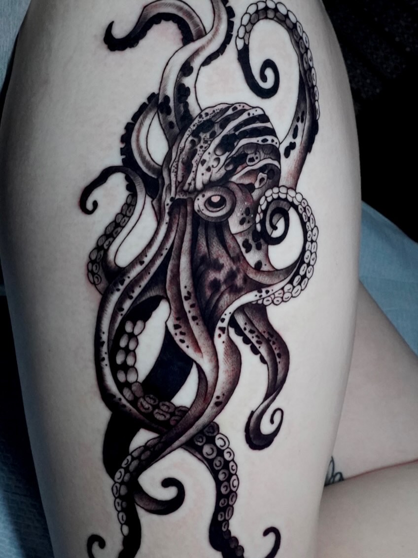 Tattoo by @kaliirisart — black_and_grey, realism