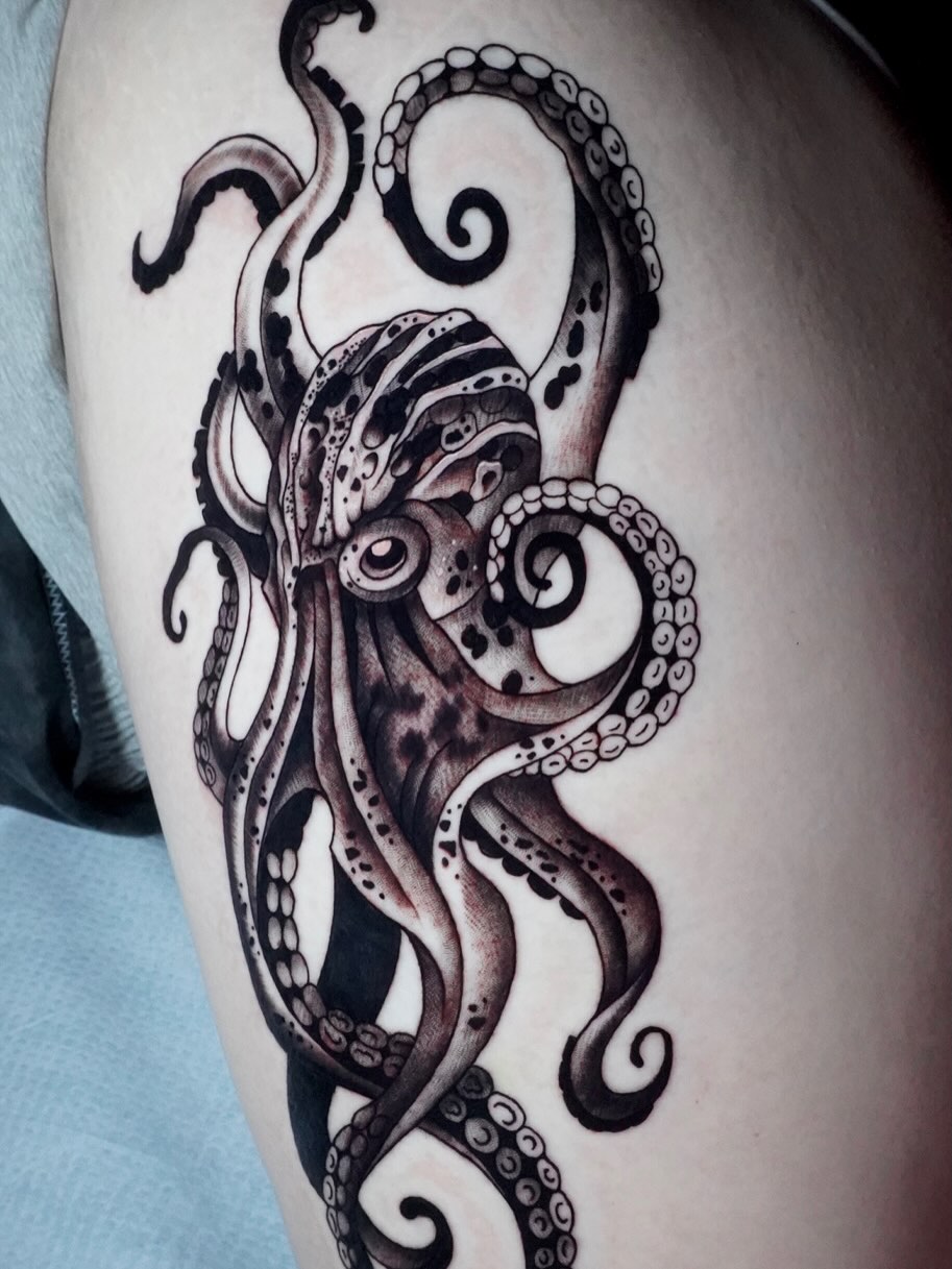 Tattoo by @kaliirisart — black_and_grey, realism