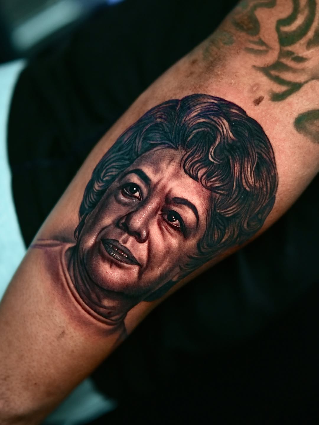 Tattoo by @blessed_ink23 β realism, black_and_grey