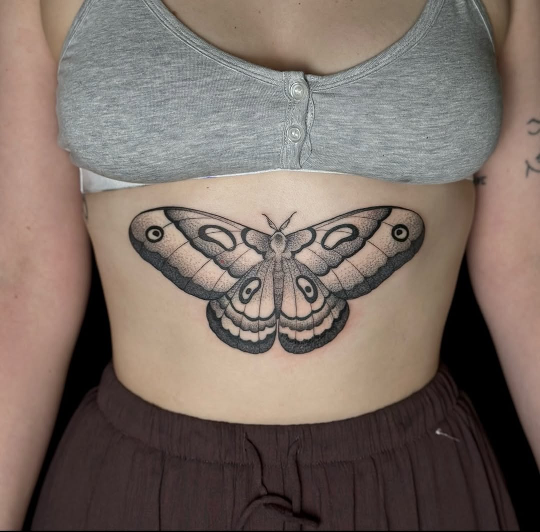 Tattoo by @treehuggertattoos — black_and_grey, illustrative