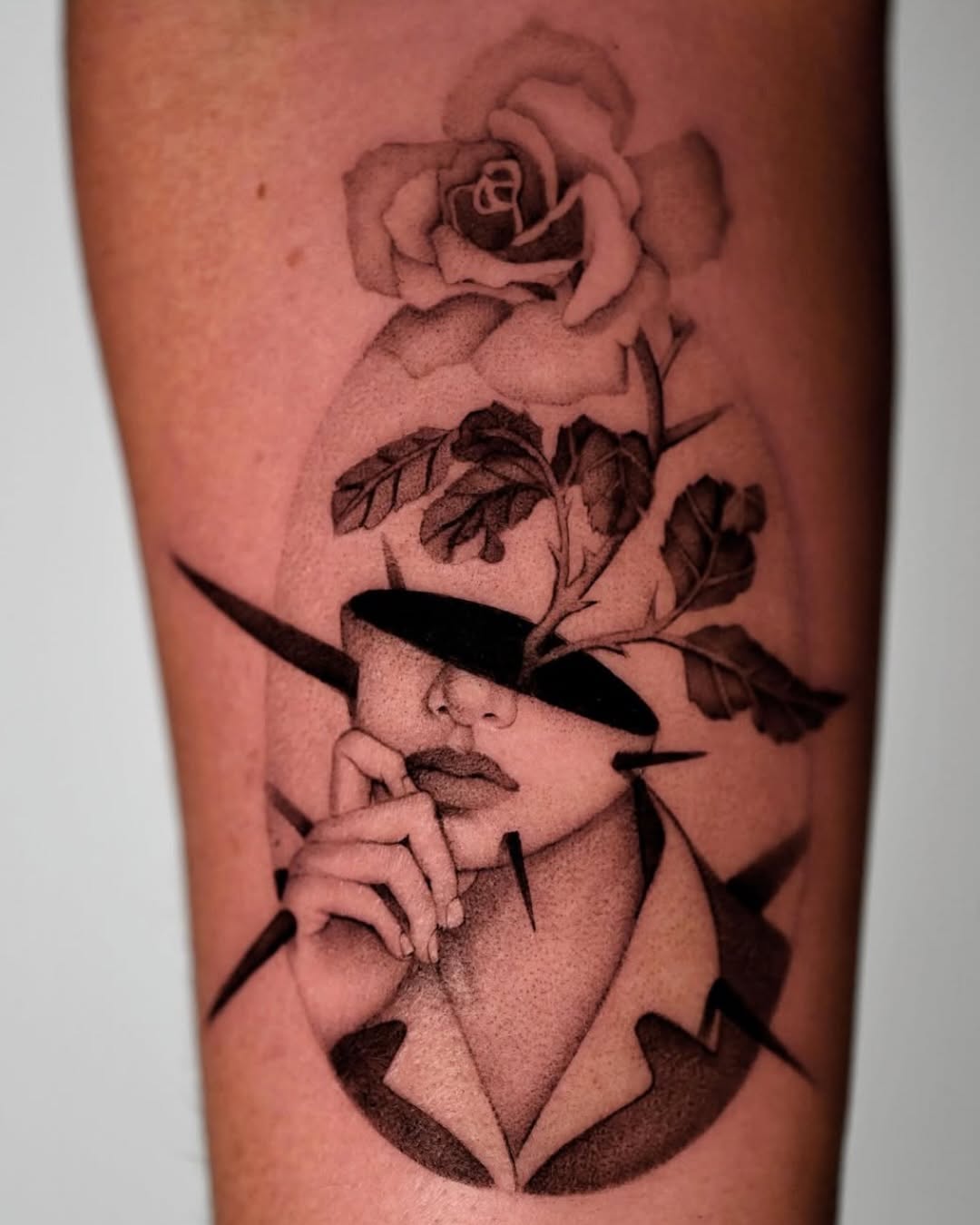 Tattoo by @domcozzaart — dotwork, surrealism