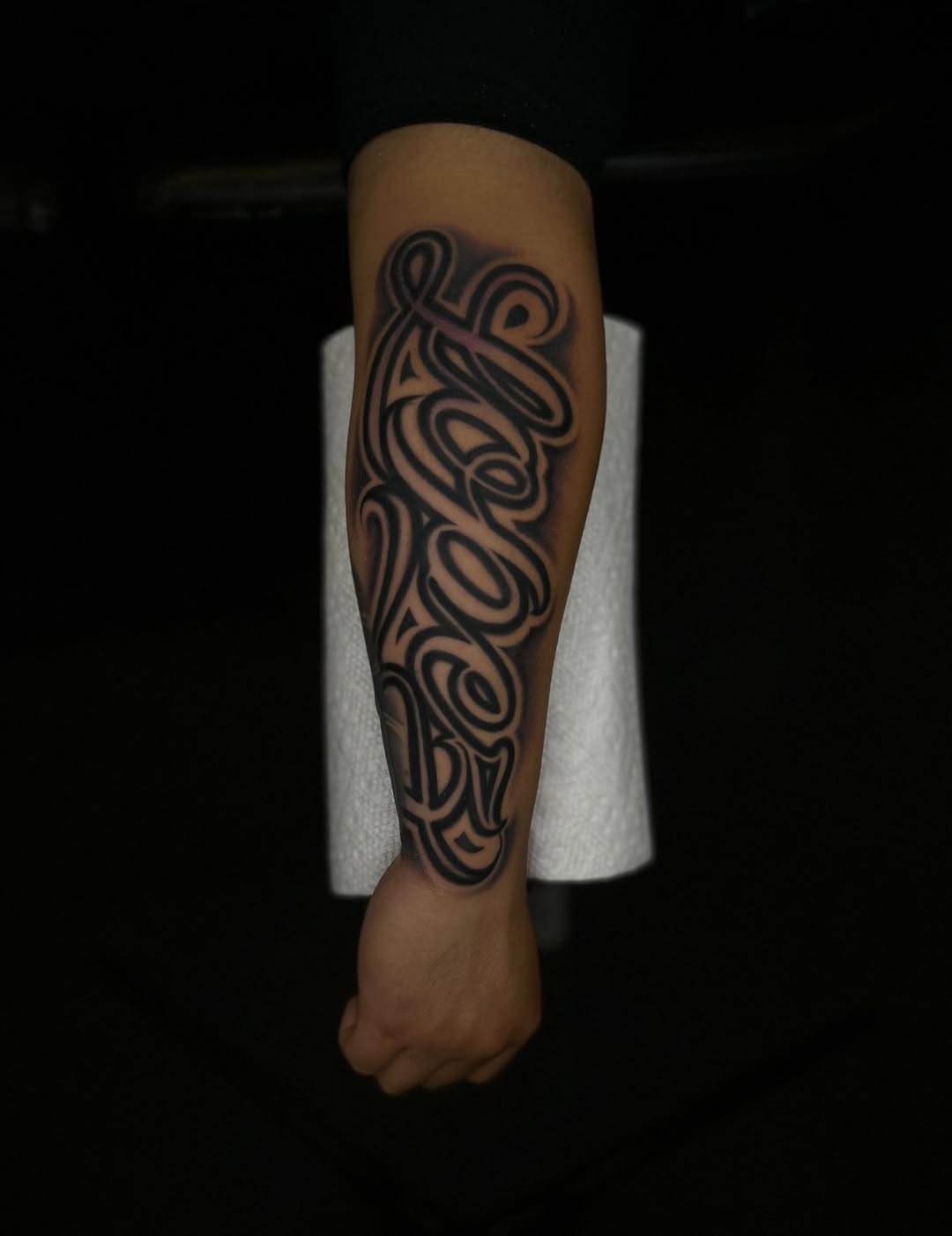 Tattoo by @benji_tattoos714 — lettering_script, black_and_grey