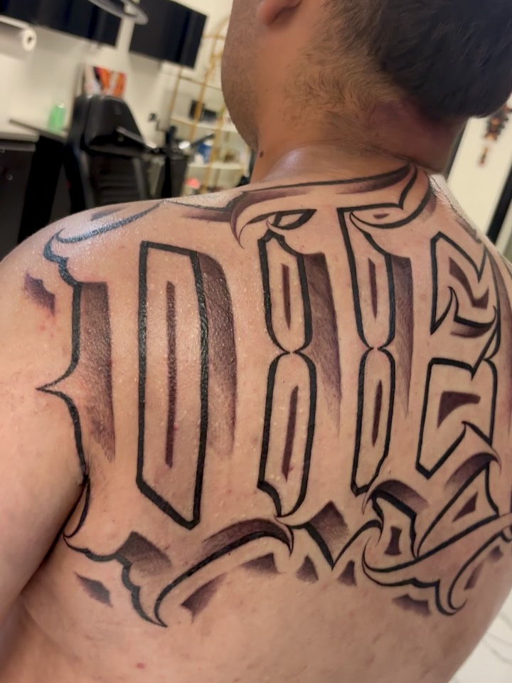 Tattoo by @t4no_one — lettering_script, black_and_grey