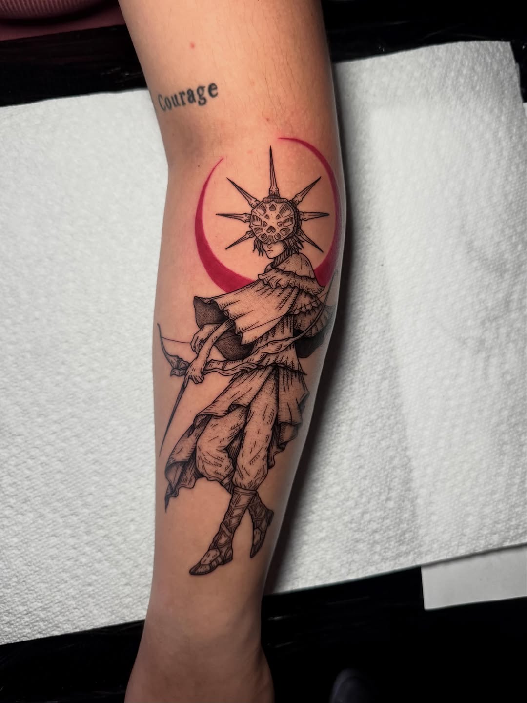 Tattoo by @koko_tattoos — illustrative, black_and_grey