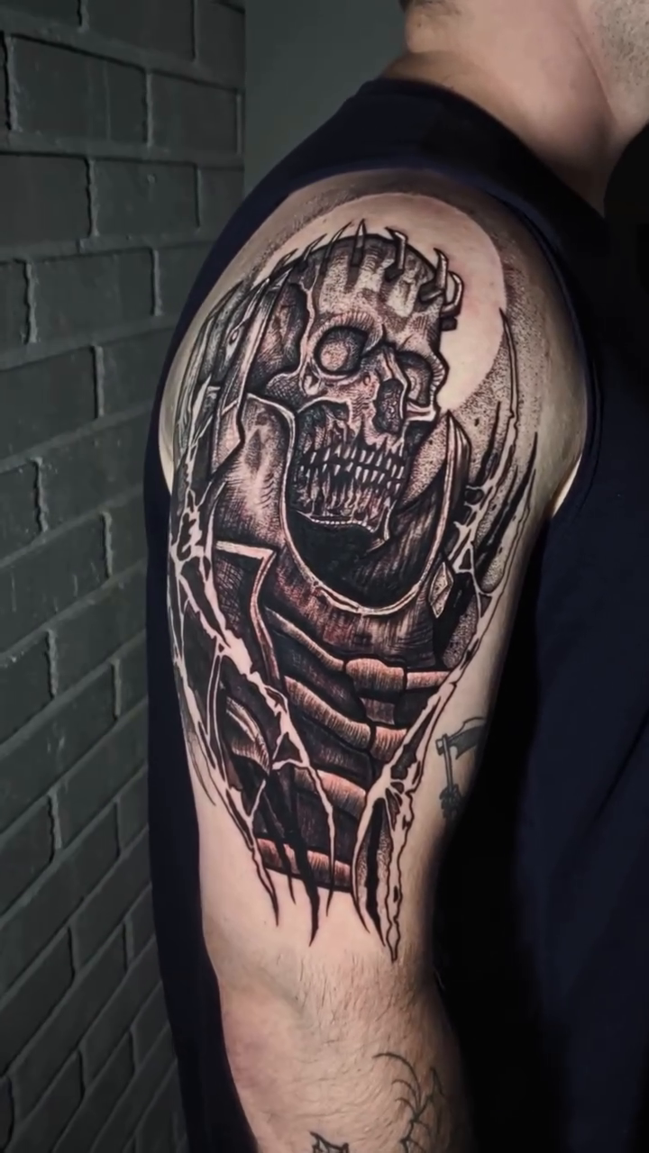 Tattoo by @heydenwrite_ink — dark_realism, black_and_grey