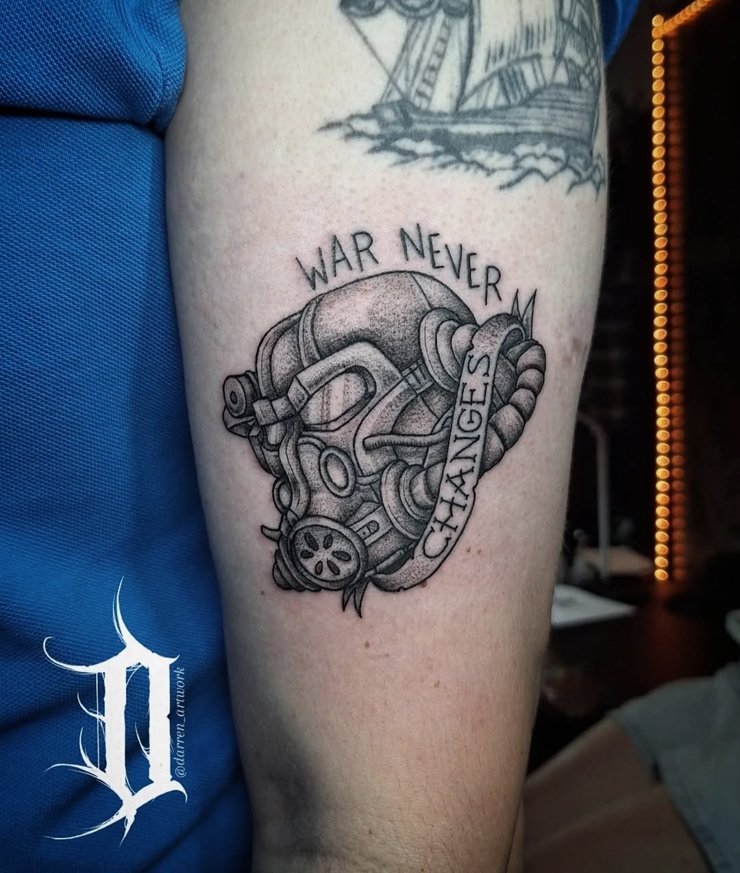 Tattoo by @darren_artwork โ black_and_grey, lettering_script