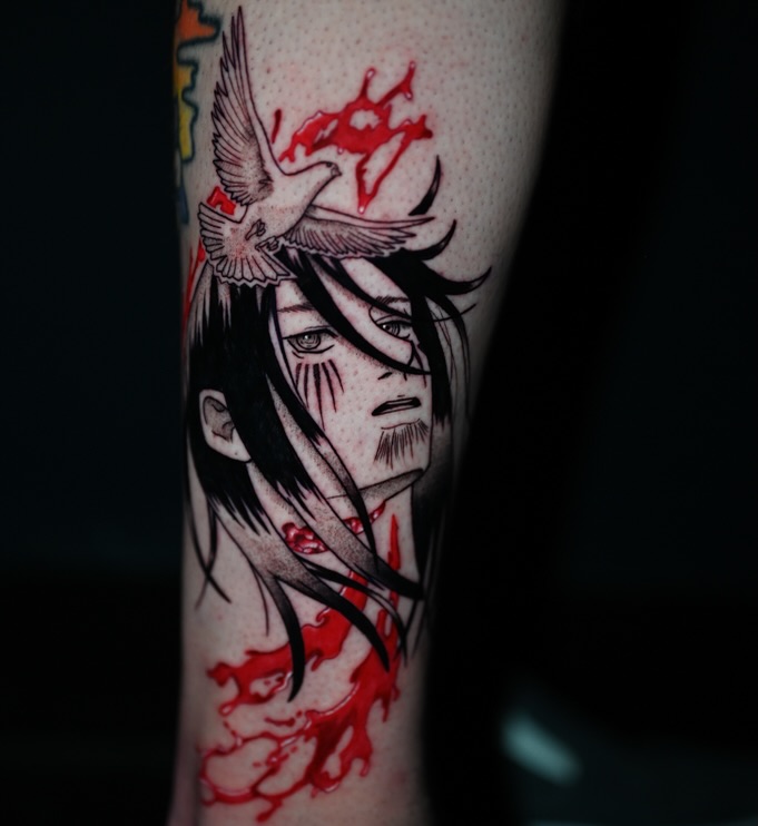 Tattoo by @meech.ink — anime, trash_polka