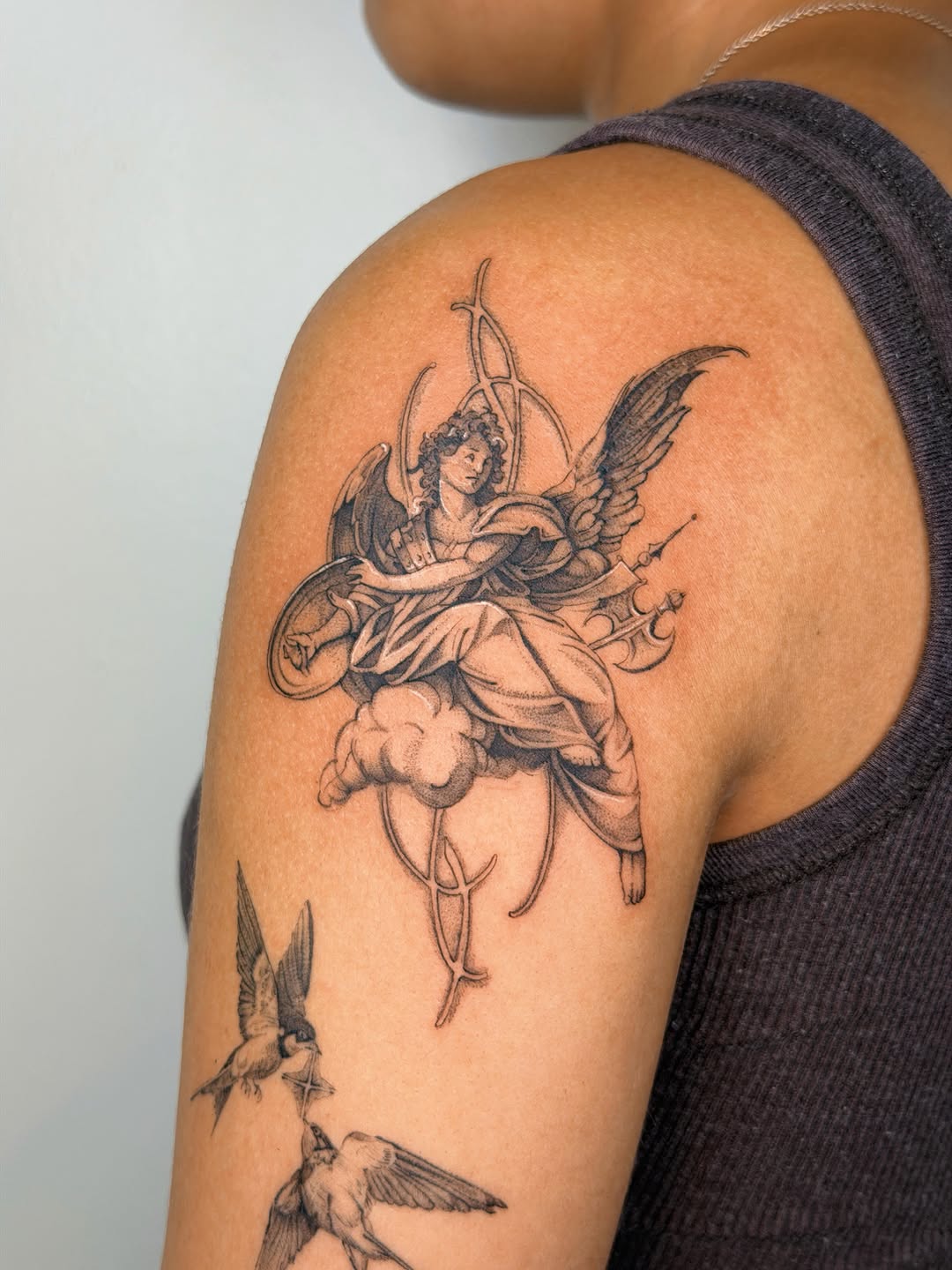 Tattoo by @studioweaverr — black_and_grey