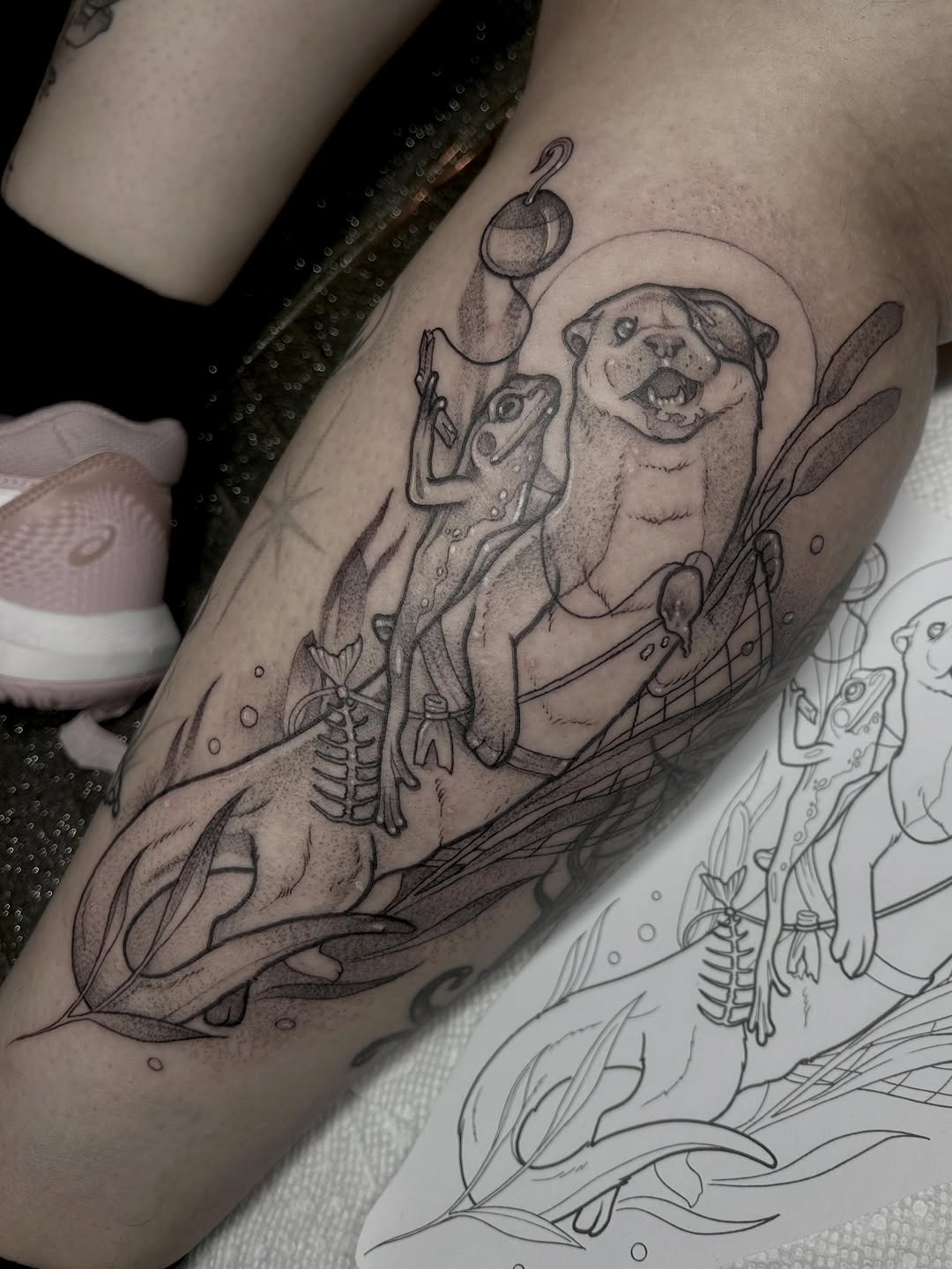 Tattoo by @lovelytattooing — illustrative, dotwork