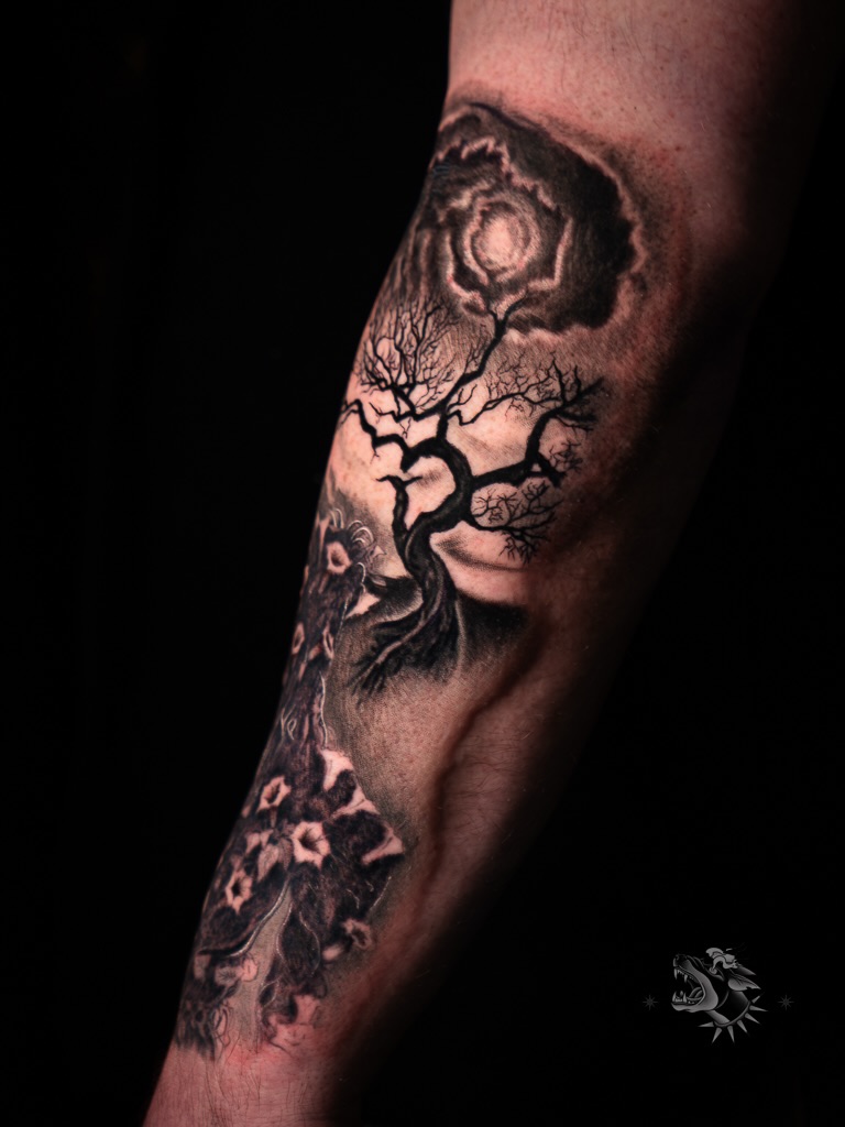 Tattoo by @kevin.inks โ black_and_grey, dark_realism