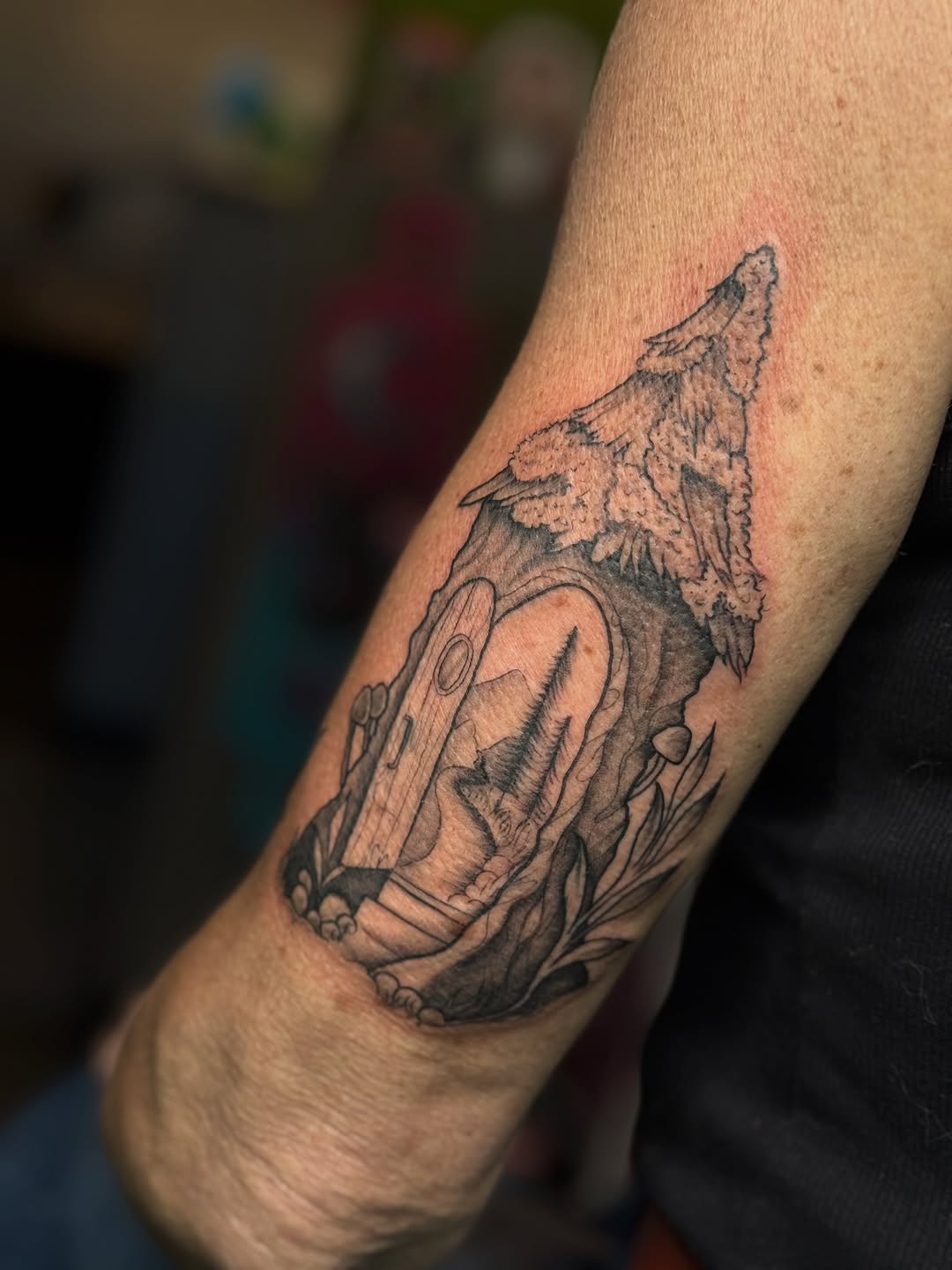 Tattoo by @lilymyriatattoos — illustrative, black_and_grey