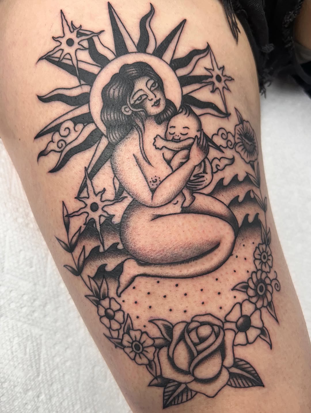 Tattoo by @paintingtattoos — american_traditional, illustrative