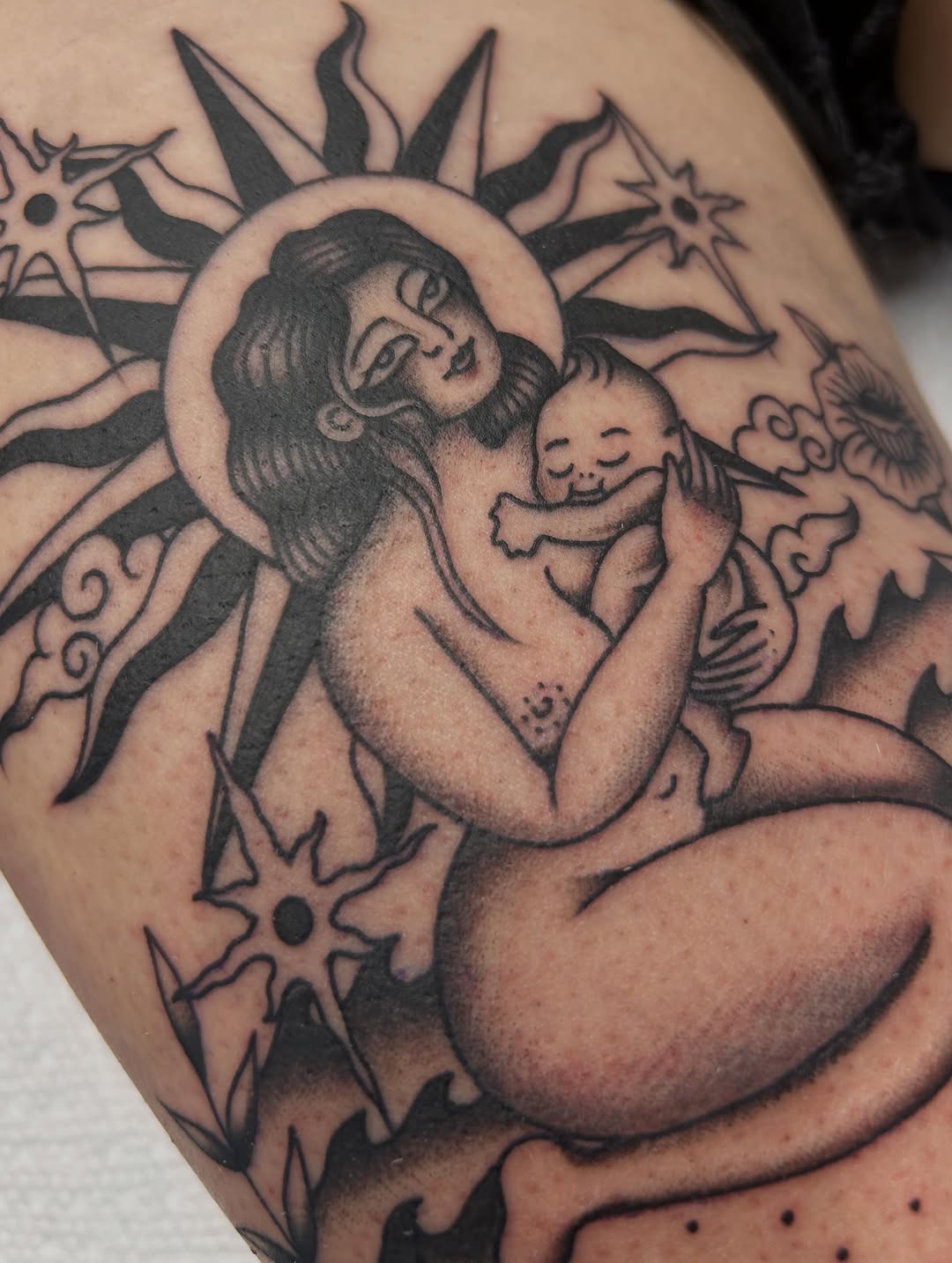 Tattoo by @paintingtattoos — illustrative, black_and_grey